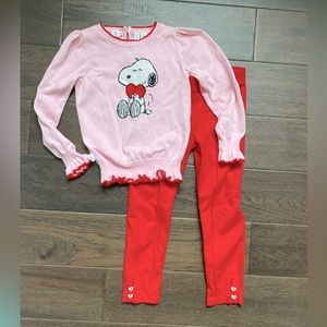 Janie and Jack girls Peanuts Valentine outfit EUC 4T